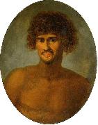 John Webber Head and shoulders portrait of a young Tahitian male oil